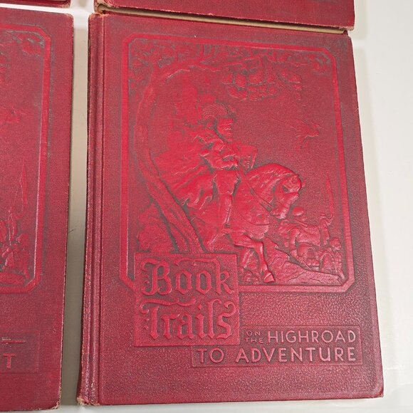 Book Trails Set 1928 Child Development Red Embossed Cover Colorful Illustrations - Picture 4 of 16